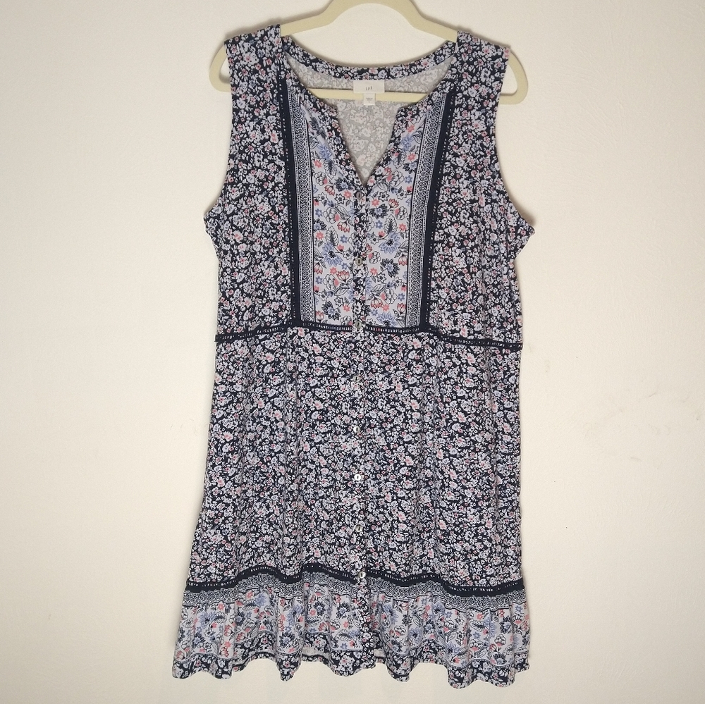 J. Jill Floral Sleeveless Midi Dress - Black and White